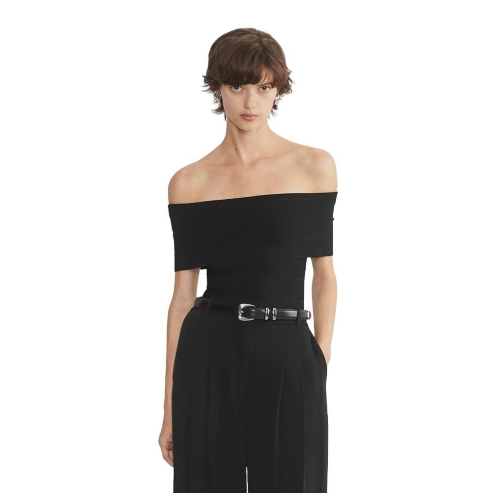 ARITZIA Applaud Black Top Knit off-the-shoulder NWT $110 XS